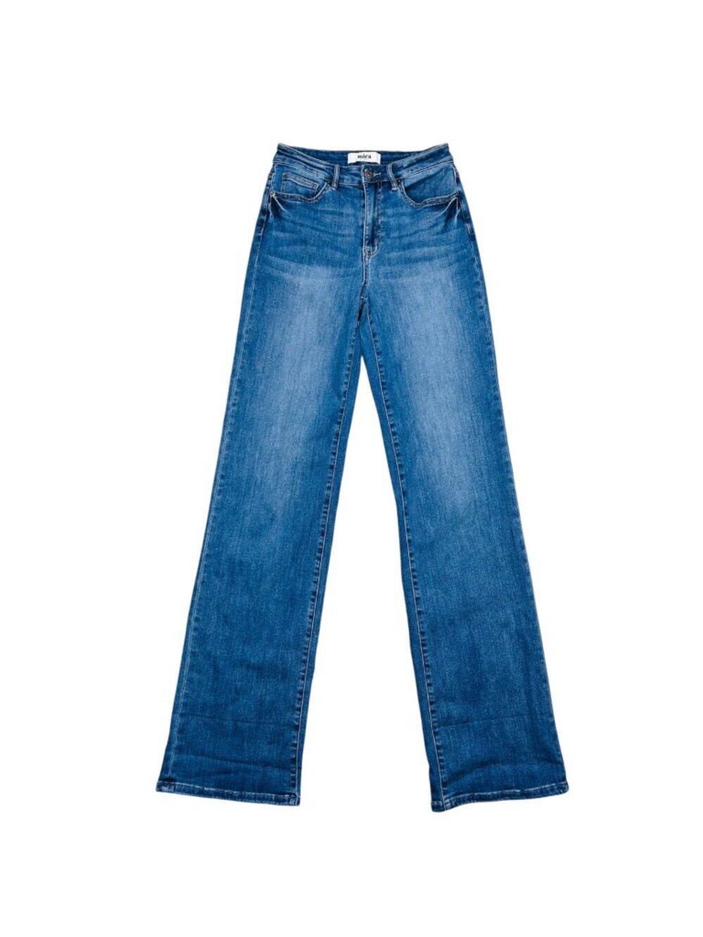 Mica 26 Straight Leg High Rise Denim Jeans Tall Girl Office Streetwear Blue
